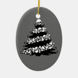 Gothic Skull Garland Tree Keramik Ornament