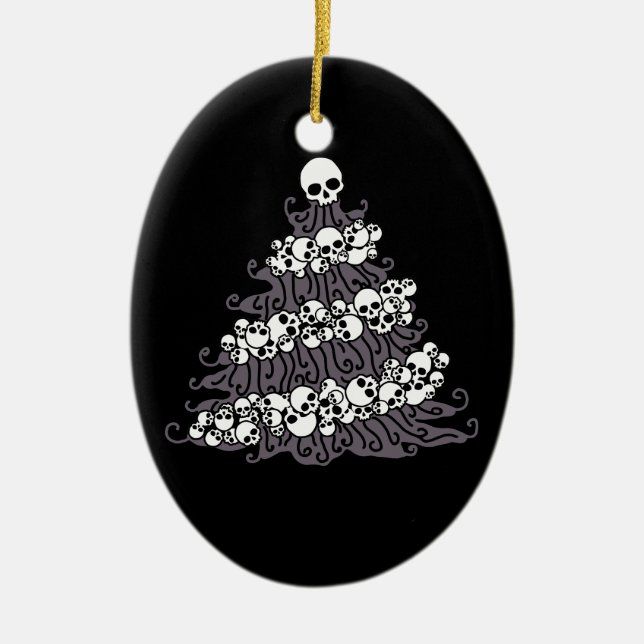 Gothic Skull Garland Tree Keramikornament (Vorne)