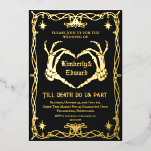 Gothic Skull Hallowedding Retro Hochzeit Einladung