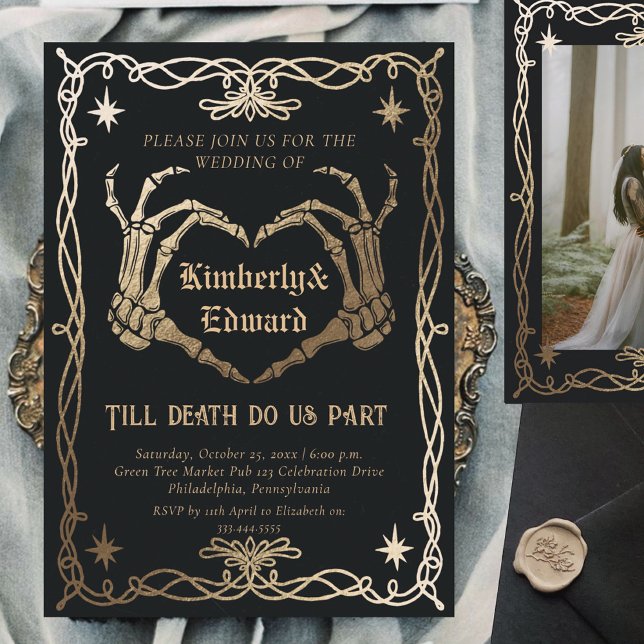 Gothic Skull Hallowedding Retro Hochzeit Einladung (Von Creator hochgeladen)