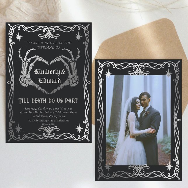 Gothic Skull Hallowedding Retro Hochzeit Einladung (Von Creator hochgeladen)