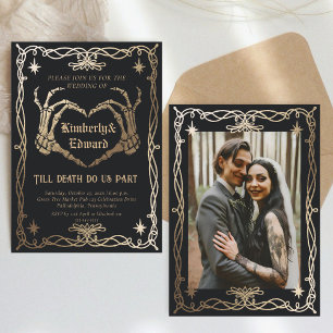 Gothic Skull Hallowedding Retro Hochzeit Einladung