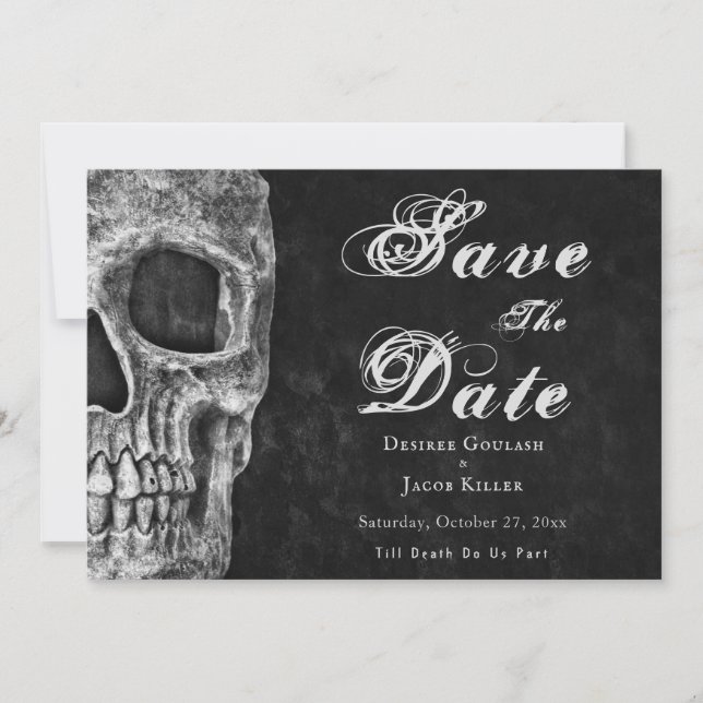 Gothic Skull Hallowedding Save the Date (Vorderseite)