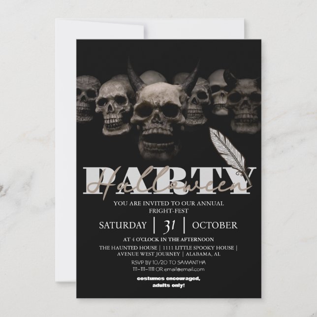 Gothic Skull halloween Party Einladung (Vorderseite)