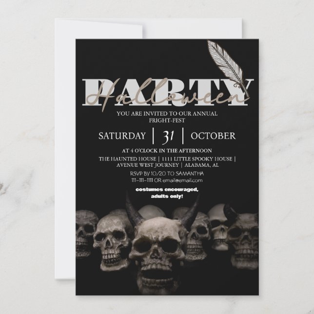 Gothic Skull halloween Party Einladung (Vorderseite)