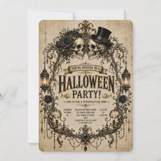 💀🕯️ Gothic Skull Halloween-Party-Einladung 🖤🎃 Einladung