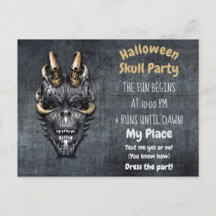 Gothic Skull-Halloween-Party Postkarte