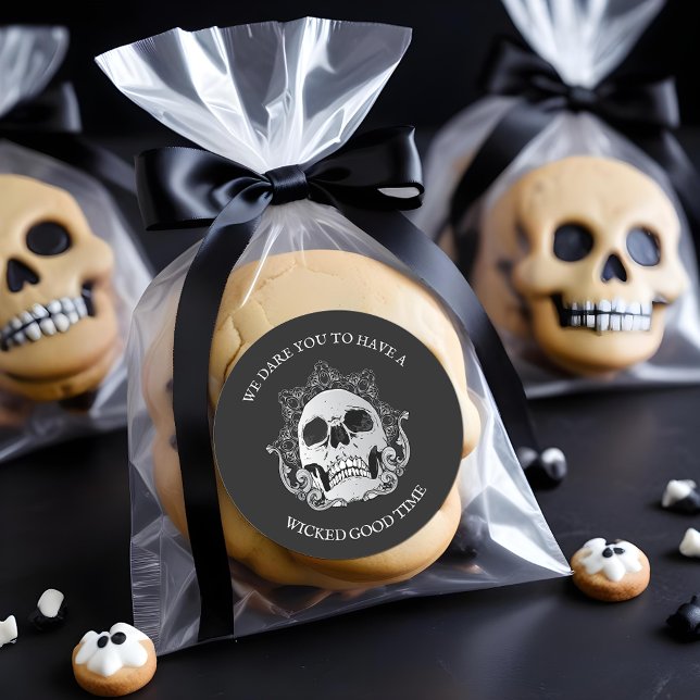 Gothic Skull-Halloween-Party Runder Aufkleber (Gothic Skull Halloween Party Round 3" Stickers)