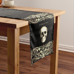 Gothic Skull Halloween Personalisiert Mittelgroßer Tischläufer