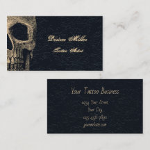 Gothic Skull Head Beige Black Floral Tattoo Artist
