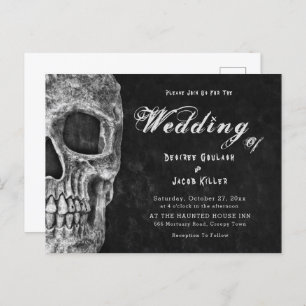 Gothic Skull Head Black Hallowedding Einladung