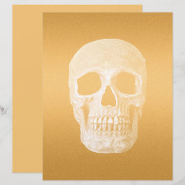 Gothic Skull Head Elegant Gold Metallic