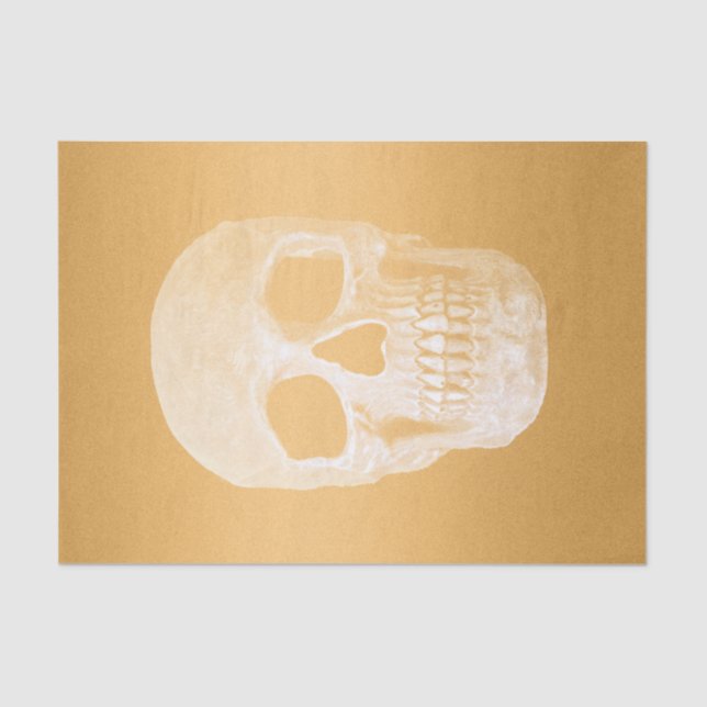 Gothic Skull Head Elegant Gold Metallic Seidenpapier (Vorderseite)