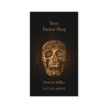 Gothic Skull Head glühend Gold Black Tattoo Shop