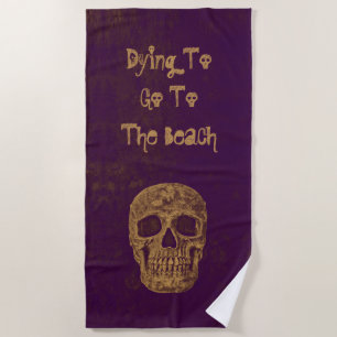 Gothic Skull Head Grunge Gold Lila Coolen Strandtuch