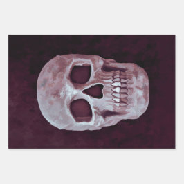 Gothic Skull Head Lila Coole Spooky Design Geschenkpapier Set