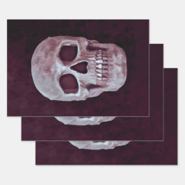 Gothic Skull Head Lila Coole Spooky Design Geschenkpapier Set