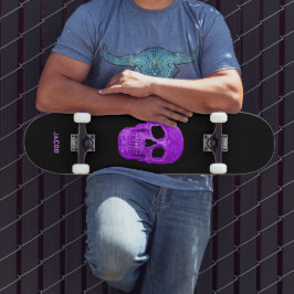 Gothic Skull Head Neon Lila Black Cool Skateboard