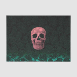 Gothic Skull Head Rosa Dunkelgrüne Blüte Seidenpapier