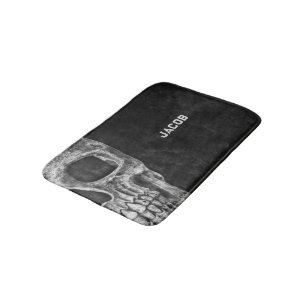 Gothic Skull Head Schwarz und Weiß Custom Badematte