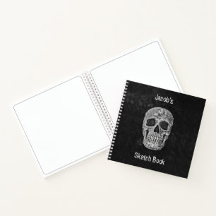 Gothic Skull Head Schwarz-weiß Art Sketch Buch