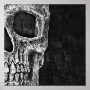 Gothic Skull Head Schwarz-Weiß Cool Poster