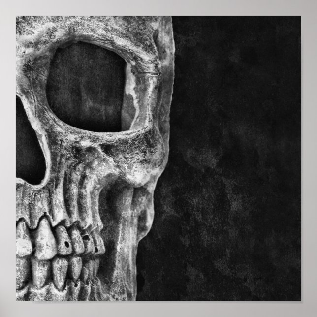 Gothic Skull Head Schwarz-Weiß Cool Poster (Vorne)