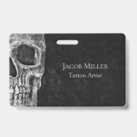 Gothic Skull Head Schwarz-Weiß Tattoo Shop
