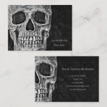 Gothic Skull Head Schwarz-Weiß Tattoo Shop