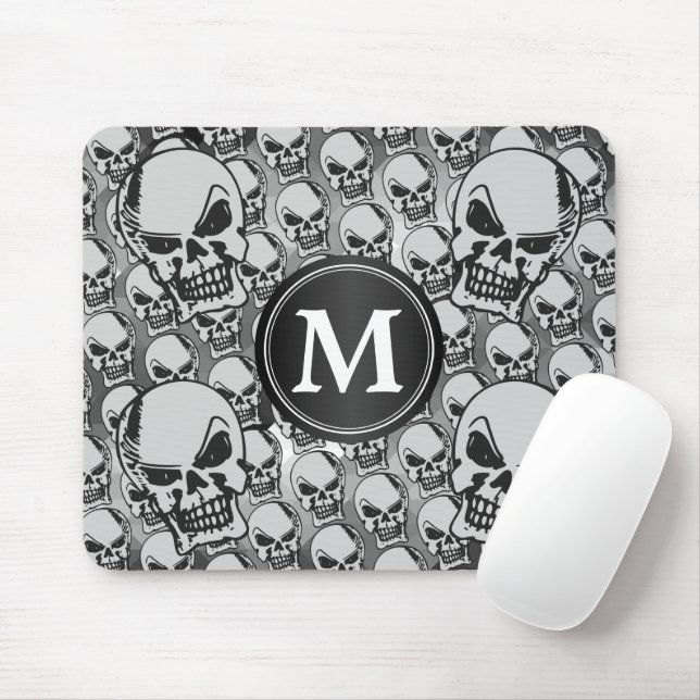 Gothic Skull Heads - Monogram Mousepad (Mit Mouse)
