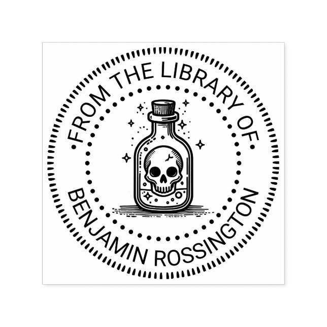 Gothic Skull in Flasche NT Bibliothek Name Permastempel (Design)