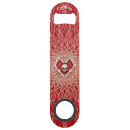 Gothic Skull Knochen Rotes Herz Spooky Spirallinie Speed Flaschenöffner