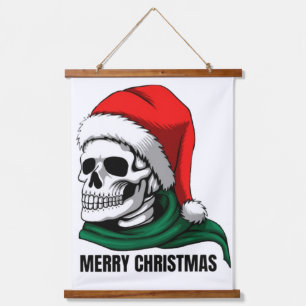 Gothic Skull-Krone mit roten Rosen – Dunkler Biker Wandteppich Mit Holzrahmen