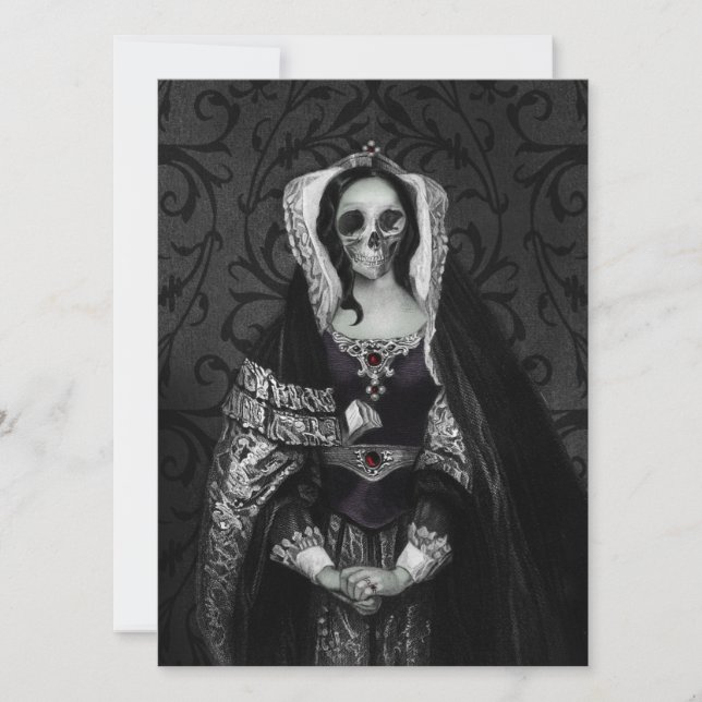 Gothic Skull Lady Einladung (Vorderseite)