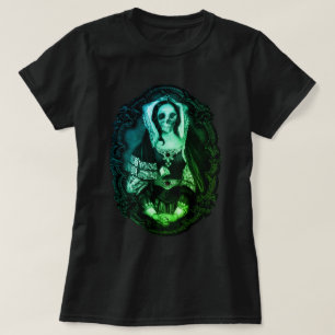 Gothic Skull Lady Green T - Shirt