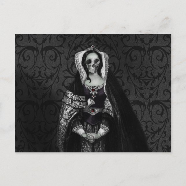 Gothic Skull Lady Postkarte (Vorderseite)