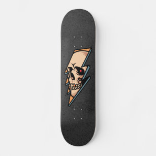 Gothic Skull Lightning Skeleton Head Trendy Cool Skateboard