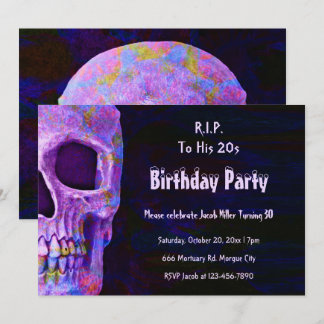 Gothic Skull Lila Geburtstagsparty RIP bis zu sein Einladung