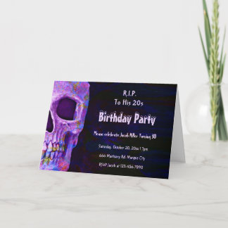 Gothic Skull Lila Geburtstagsparty RIP bis zu sein Einladung