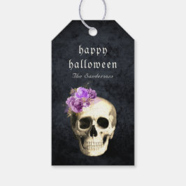Gothic Skull Lila Rose Halloween Personalisiert Geschenkanhänger