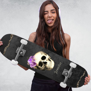 Gothic Skull Lila Rose Personalisiert Skateboard