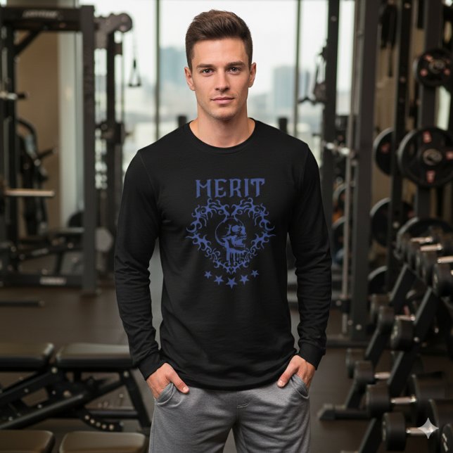 Gothic Skull MERIT Graphic Black T-Shirt Tri-Blend Shirt (Von Creator hochgeladen)