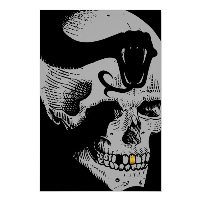 Gothic Skull mit Schlange Poster (Vorderseite)