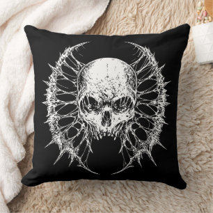 Gothic Skull mit Webbed Wings Kissen