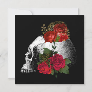 Gothic Skull N Rose Dunkle Fantasie Einladung
