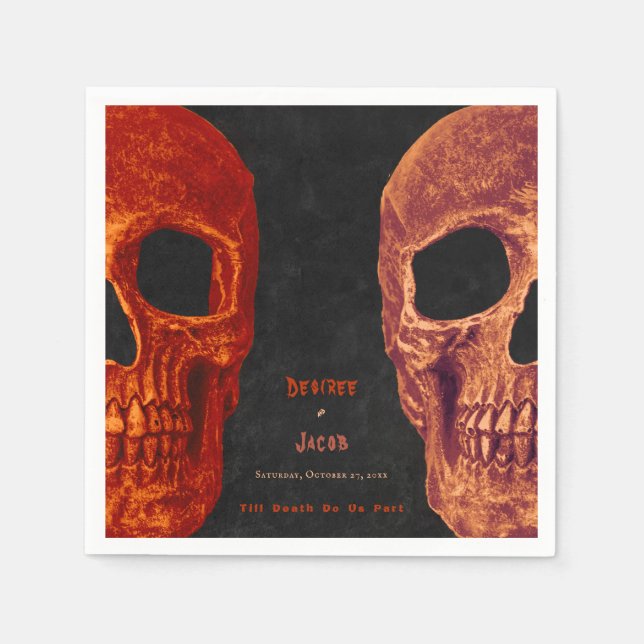 Gothic Skull Orange Black Halloween Serviette (Vorderseite)