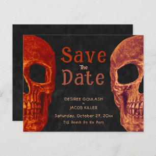 Gothic Skull Orange Black Save the Date Budget