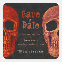 Gothic Skull Orange Black Save the Date