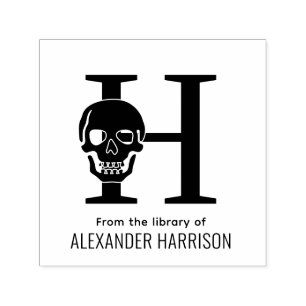 Gothic Skull Over Single Fett Anfangsnamenbuch Permastempel