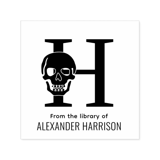 Gothic Skull Over Single Fett Anfangsnamenbuch Permastempel (Design)